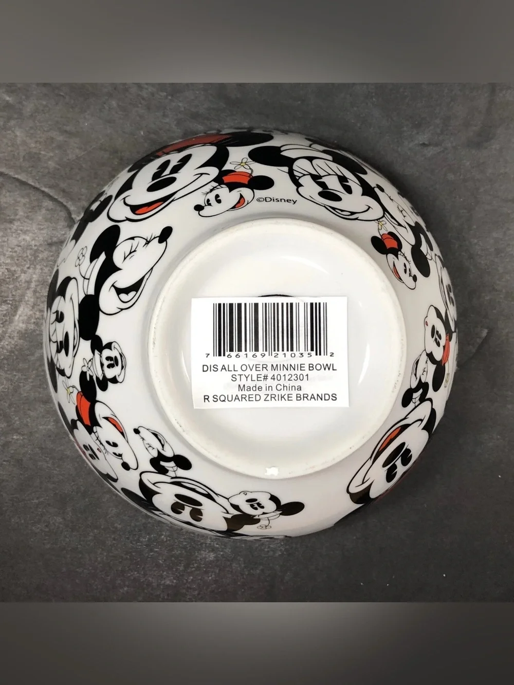 Disney Minnie Mouse All Over Bowl Set of 2 Ceramic Kitchen 5.5” White Bowls NWT